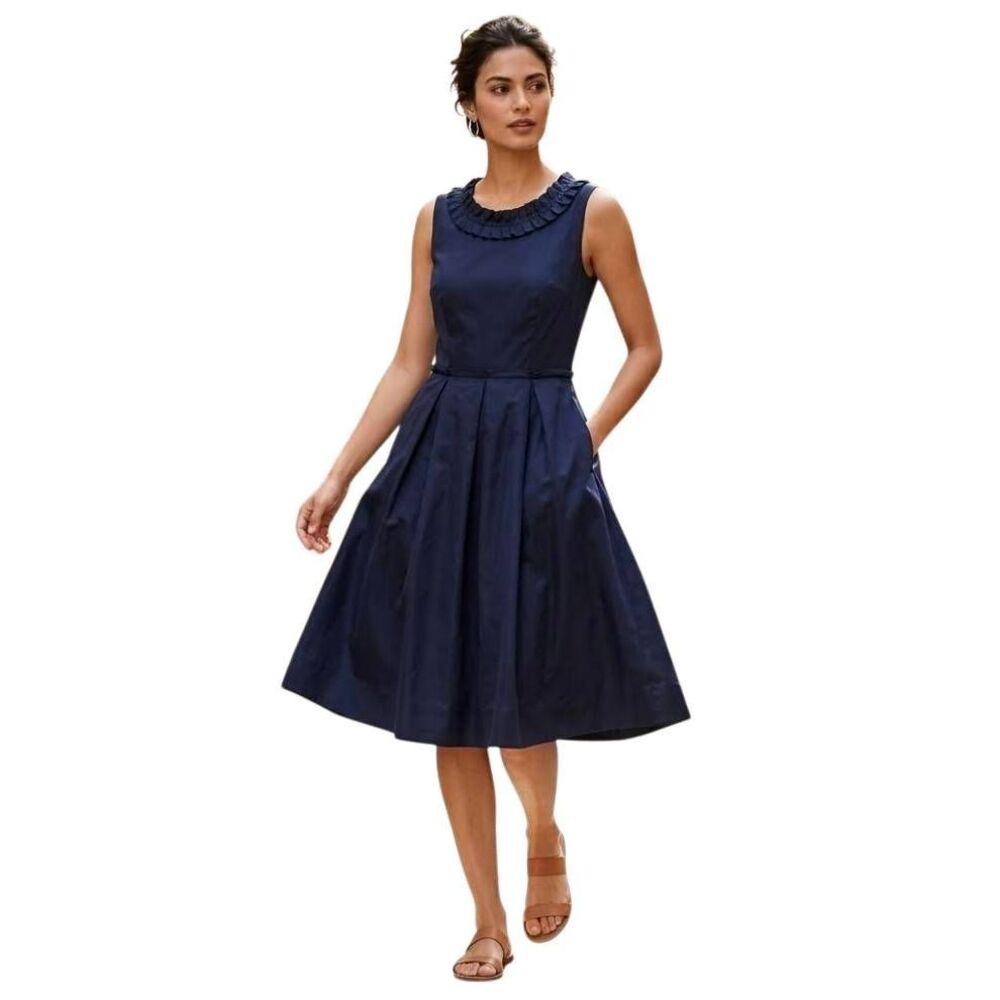Liz Claiborne Women's Navy Cotton Sleeveless Dress